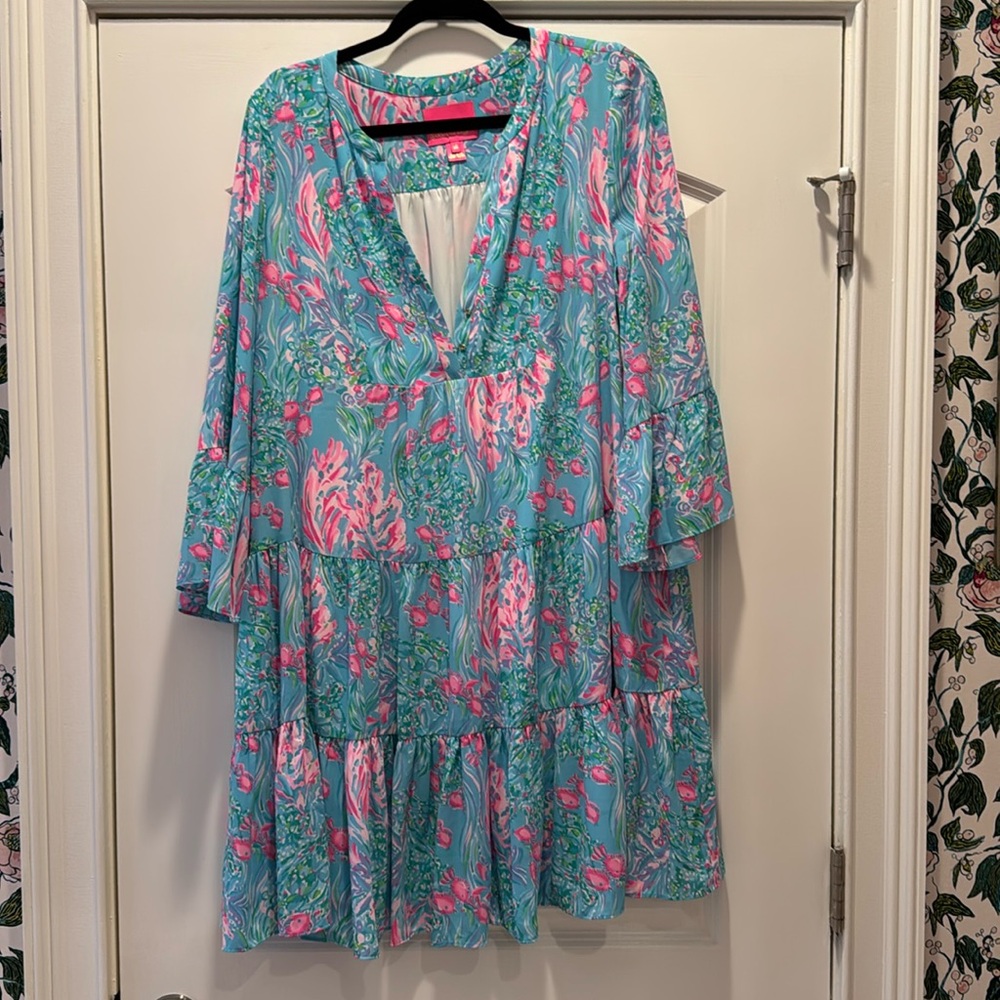 Lilly Pulitzer Gabriel Dress in Almafi Blue 16 NWOT